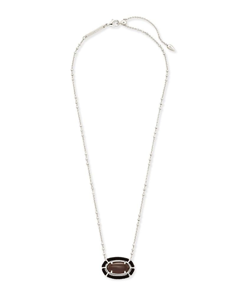 Threaded Elisa Silver Pendant Necklace in Black Cat's Eye image number 2